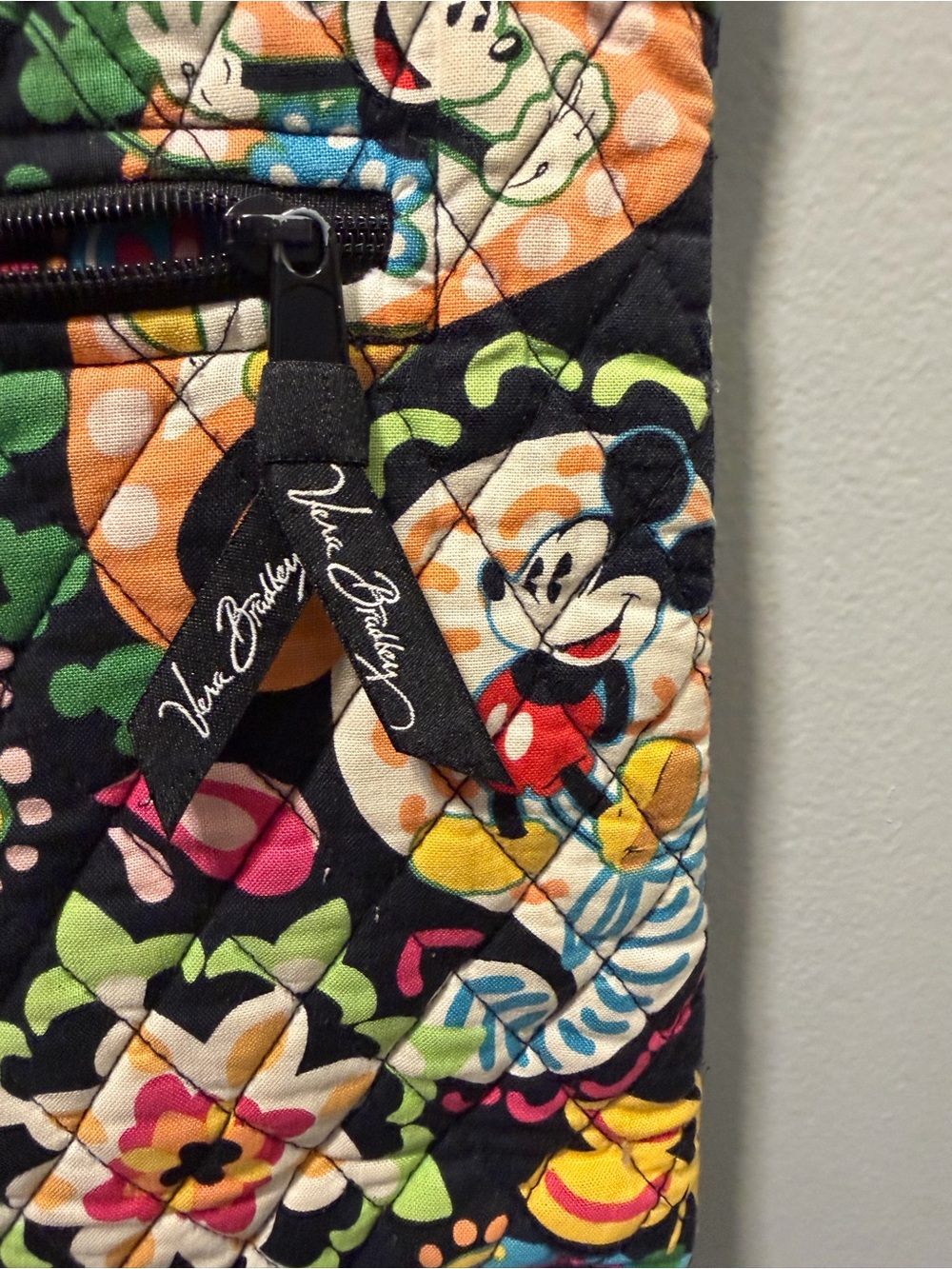 Vera Bradley Disney Parks Black Quilted Crossbody with Bright Floral Print - Picture 6 of 7